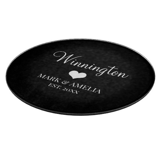 Planche À Découper Famille Black White Heart Mariage établi Date (Coin)