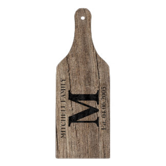 Planche À Découper Famille initiale en bois de faux de monogramme de