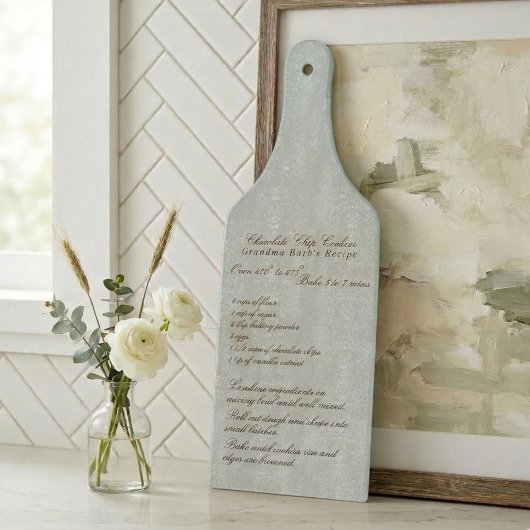 Planche À Découper Famille Recette Élégante Script Bleu