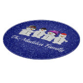 Planche À Découper Family of Four Snowmen Blue Sparkle Winter   (Coin)