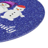 Planche À Découper Family of Four Snowmen Blue Sparkle Winter   (Coin)