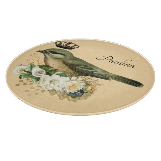 Planche À Découper Fancy Crown Bird on Peach Personnalisé (Coin)