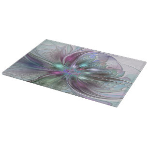 Planche À Découper Fantaisie Abstraite Moderne Fleur Fractale Colorée