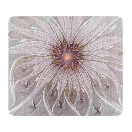 Planche À Découper Fantaisie florale, fleur pastel moderne abstraite (Devant)