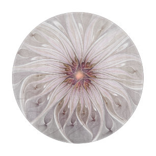 Planche À Découper Fantaisie florale, fleur pastel moderne abstraite