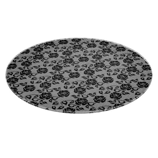 Planche À Découper Faux Black Lace Rose Fishnet Cutting Board (Coin)