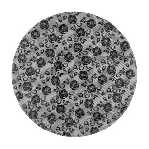 Planche À Découper Faux Black Lace Rose Fishnet Cutting Board
