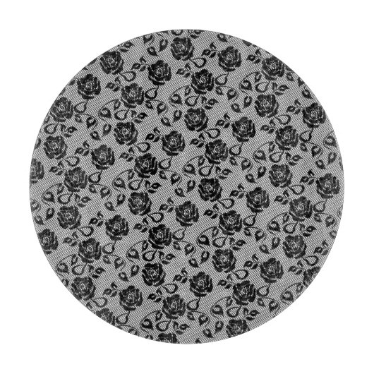 Planche À Découper Faux Black Lace Rose Fishnet Cutting Board (Devant)