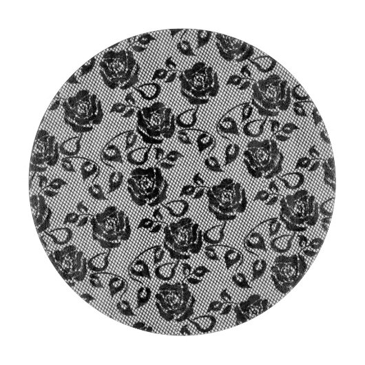 Planche À Découper Faux Black Lace Rose Fishnet Cutting Board (Devant)
