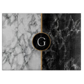 Planche À Découper Faux Marbre Coupe avec lettre personnalisée (Devant)