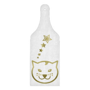 Planche À Découper Faux visage de chat en or - Couleur de fond person
