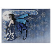 Planche À Découper Fée de la Lune d'Hiver Celtique Bleu Flocons de Ne (Devant)