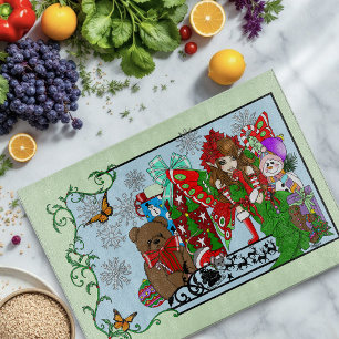 Planche À Découper Fée de Noël Jouets Verts Festifs
