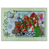 Planche À Découper Fée de Noël Jouets Verts Festifs (Devant)
