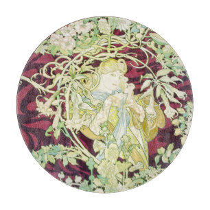 Planche À Découper Femme à marguerite - Mucha daisy textile repro