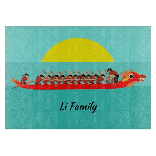 Planche À Découper Femme de course de bateaux dragons (Devant)