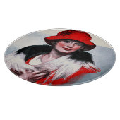 Planche À Découper Femme en Casquette rouge (Coin)
