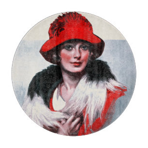 Planche À Découper Femme en Casquette rouge