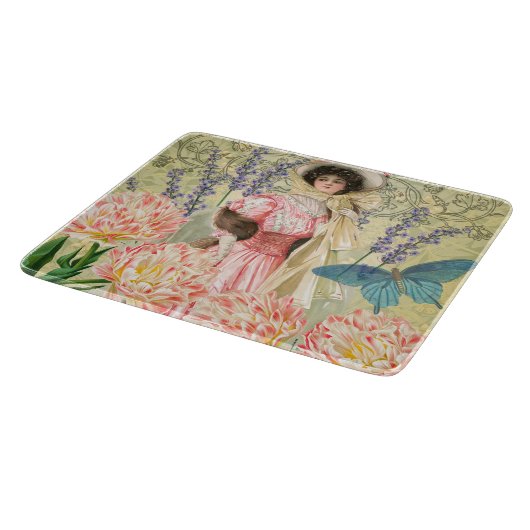 Planche À Découper Femme victorienne florale rose Régence (Coin)