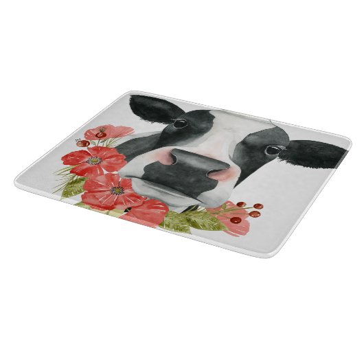 Planche À Découper Ferme à pavot - Vache aux fleurs (Coin)