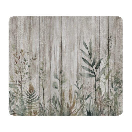 Planche À Découper Ferme de feuillage botanique Bois de grange (Devant)