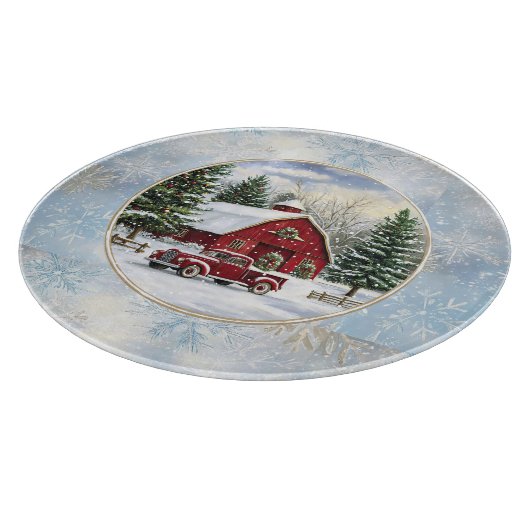 Planche À Découper Ferme d'hiver de Noël (Coin)