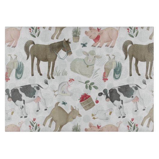 Planche À Découper Ferme Pays Animaux rustiques Décor maison (Devant)