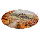 PLANCHE À DÉCOUPER FERME RUSTIQUE D'AUTOMNE AVEC CITROUILLES D'AUTOMN (Coin)