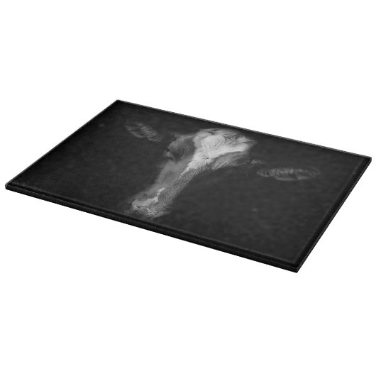 Planche À Découper Fermes | Tête de vache B&W (Coin)