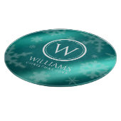 Planche À Découper Festif Blue Foil Snowflakes Monogramme Nom (Coin)