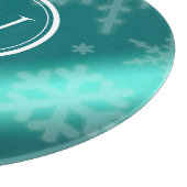 Planche À Découper Festif Blue Foil Snowflakes Monogramme Nom (Coin)
