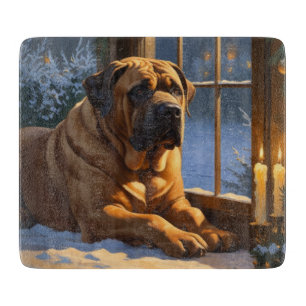 Planche À Découper Festif Bullmastiff avec les lumières de Noël