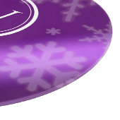 Planche À Découper Festif Violet Foil Snowflakes Nom du monogramme (Coin)