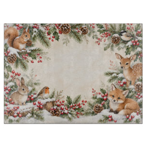 Planche à découper festive de la forêt hivernale