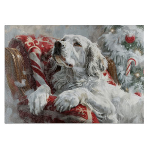 Planche À Découper Festive de Noël de Chien Setter anglais