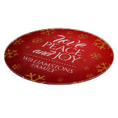 Planche À Découper Festive Red Love, Peace and Joy with Snowflakes (Coin)