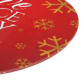 Planche À Découper Festive Red Love, Peace and Joy with Snowflakes (Coin)