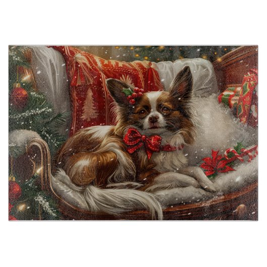 Planche À Découper Fête de Noël de chien de Papillon (Devant)