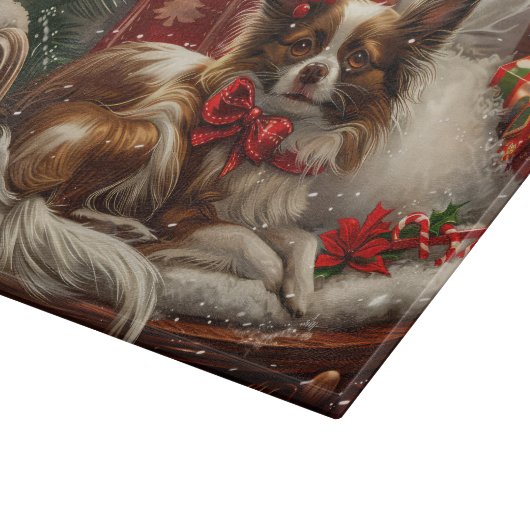 Planche À Découper Fête de Noël de chien de Papillon (Coin)