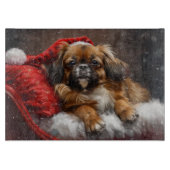 Planche À Découper Fête de Noël de Chien Espagnol Tibétain (Devant)