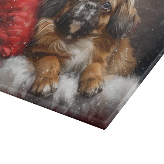 Planche À Découper Fête de Noël de Chien Espagnol Tibétain (Coin)