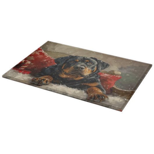 Planche À Découper Fête de Noël de chien Rottweiler (Coin)