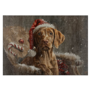 Planche À Découper Fête de Noël de Chien Vizsla