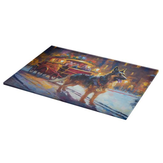 Planche À Découper Fête de Noël des bergers allemands (Coin)