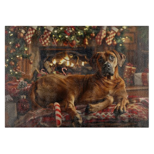 Planche À Découper Fête de Noël du chien de Rhodesian Ridgeback (Devant)