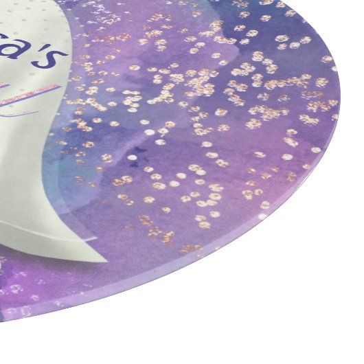 Planche À Découper Fête des mariées Mariage Gown violet & Rose Gold G (Coin)