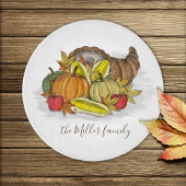 Planche À Découper Fêtes botaniques Récolte Cornucopia Aquarelle