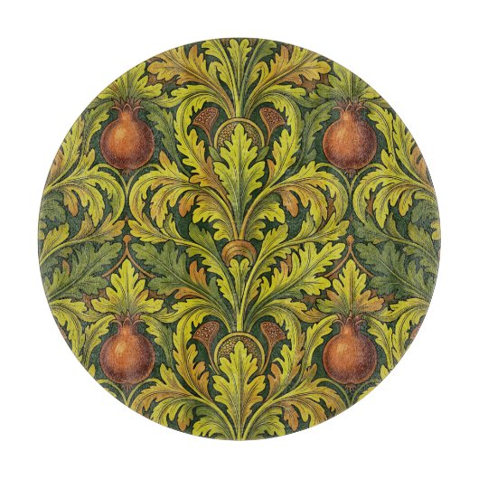 Planche À Découper Feuillage doré Grenade Orné William Morris (Devant)