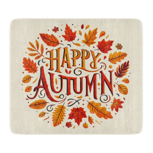 Planche À Découper feuille classique et automne heureux (Devant)