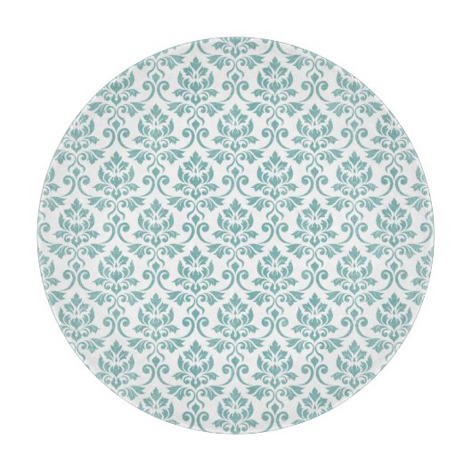 Planche À Découper Feuille Damask Motif Turquoise (Devant)